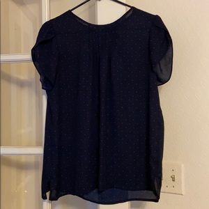 Navy cap sleeve large blouse